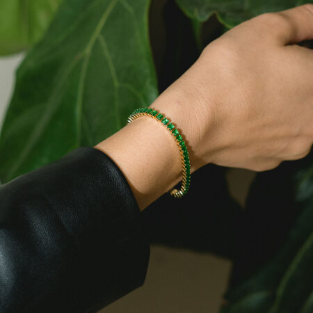 Gold Emerald Tennis Bracelet For Women