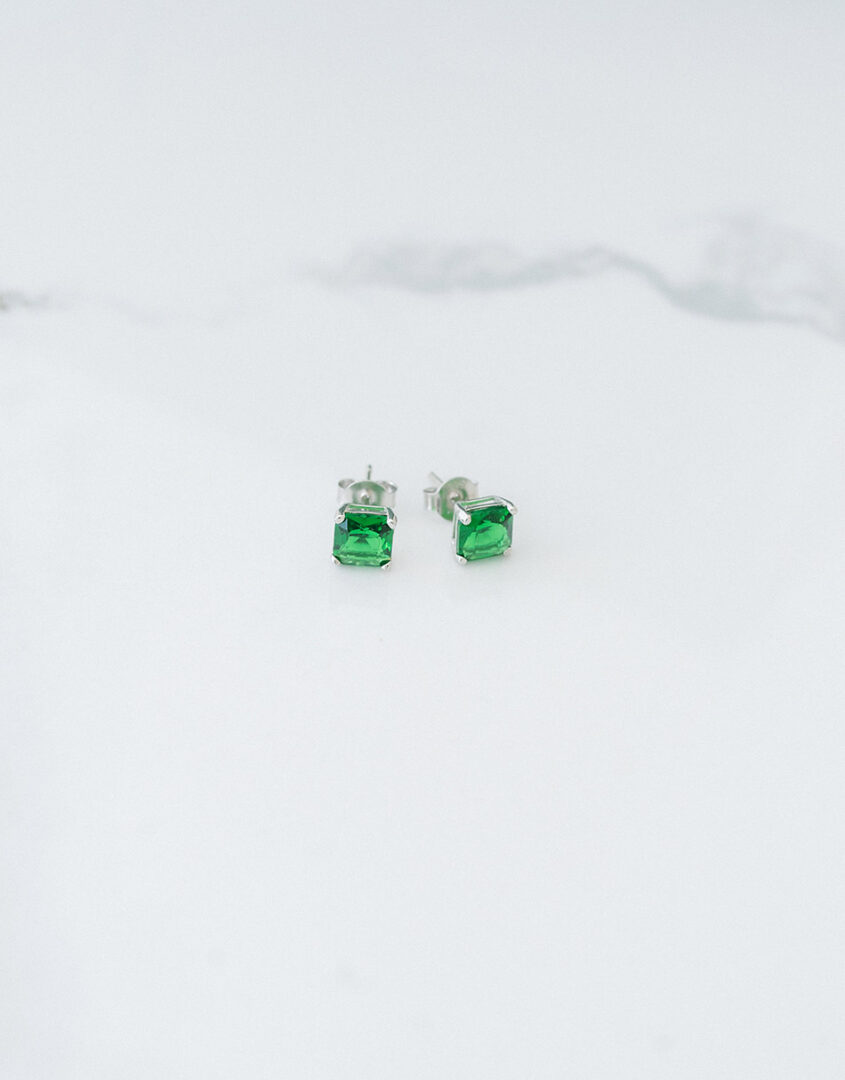 Silver Emerald Square Earrings For Women | Perfect For Gifting