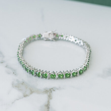Sterling Silver Emerald Tennis Bracelet For Women