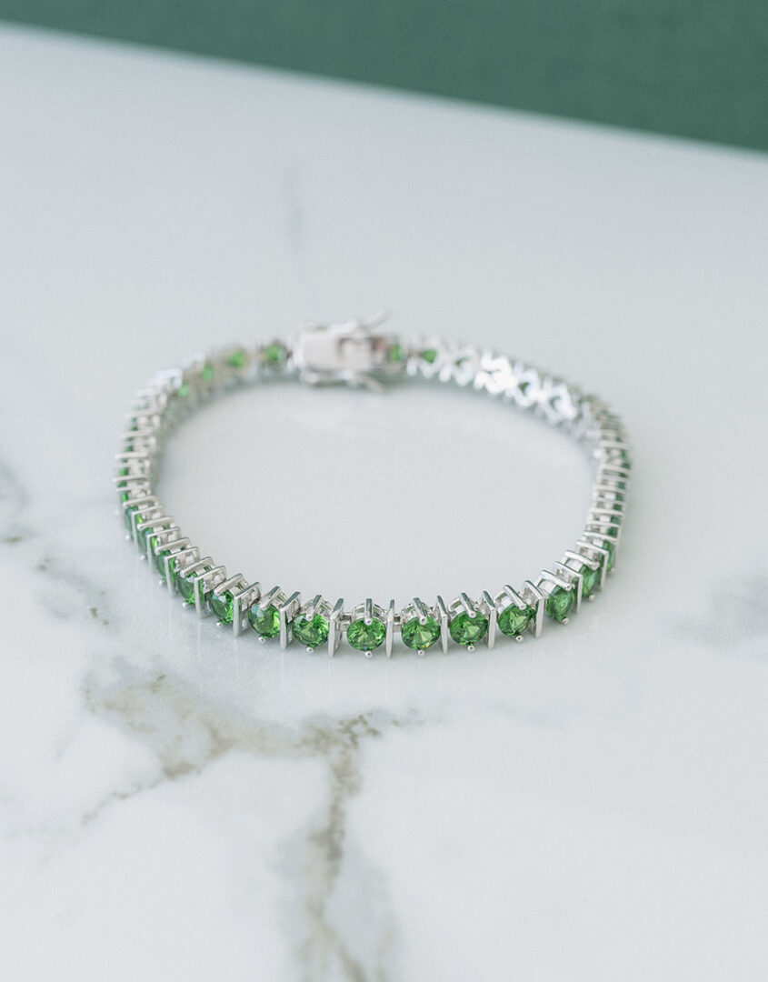 Sterling Silver Emerald Tennis Bracelet For Women