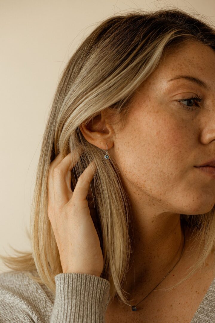 bezel birthstone drop earring