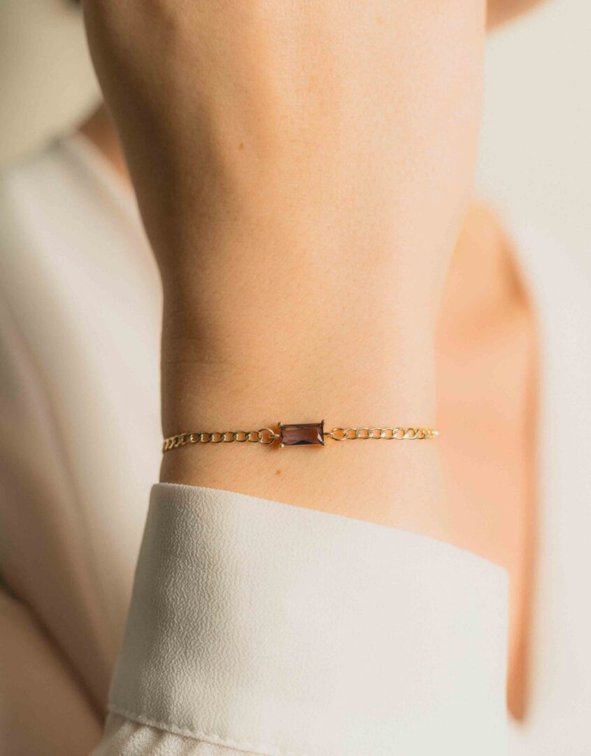 Golden Birthstone Baguette Bracelet | Perfect Gift For Moms