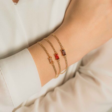 Layered look with Golden Birthstone Baguette Bracelet