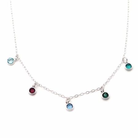 Swarovski stones hand-placed around the stunning sterling silver dainty chain. Choose one or more birthstones. Best jewelry for a mom