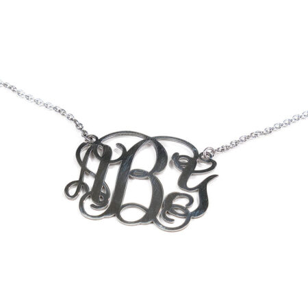 A sterling silver or gold-plated monogram charm created with Initials. Personalized necklace for spouse