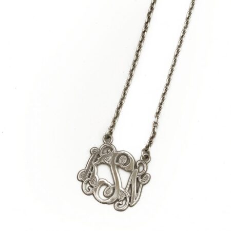Monogram necklace personalized with initials in sterling silver or gold-plating. Great gift for grandma, mom, friend
