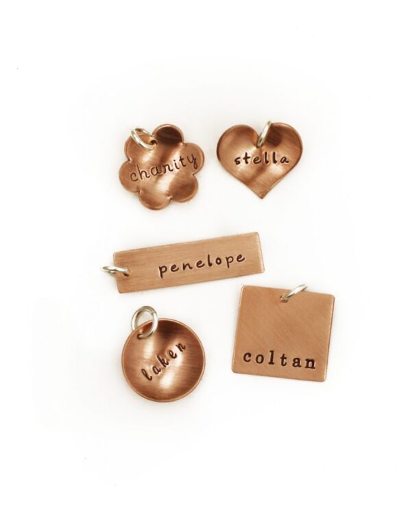 Personalize your necklace by adding these hand stamped copper charms. Perfect gift for mom, wife, daughter, friend
