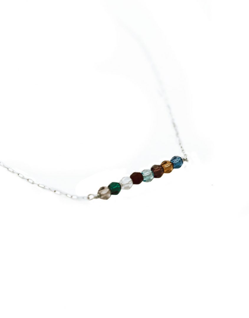 Birthstones Bar Necklace. Customize it by selecting the beautiful Swarovski crystals as well as their sequence. Perfect gift for a family