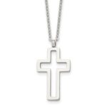 Stainless Steel Polished Cut-out Cross Necklace