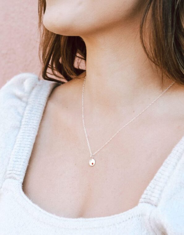 Dainty Birthstone Disc Necklace