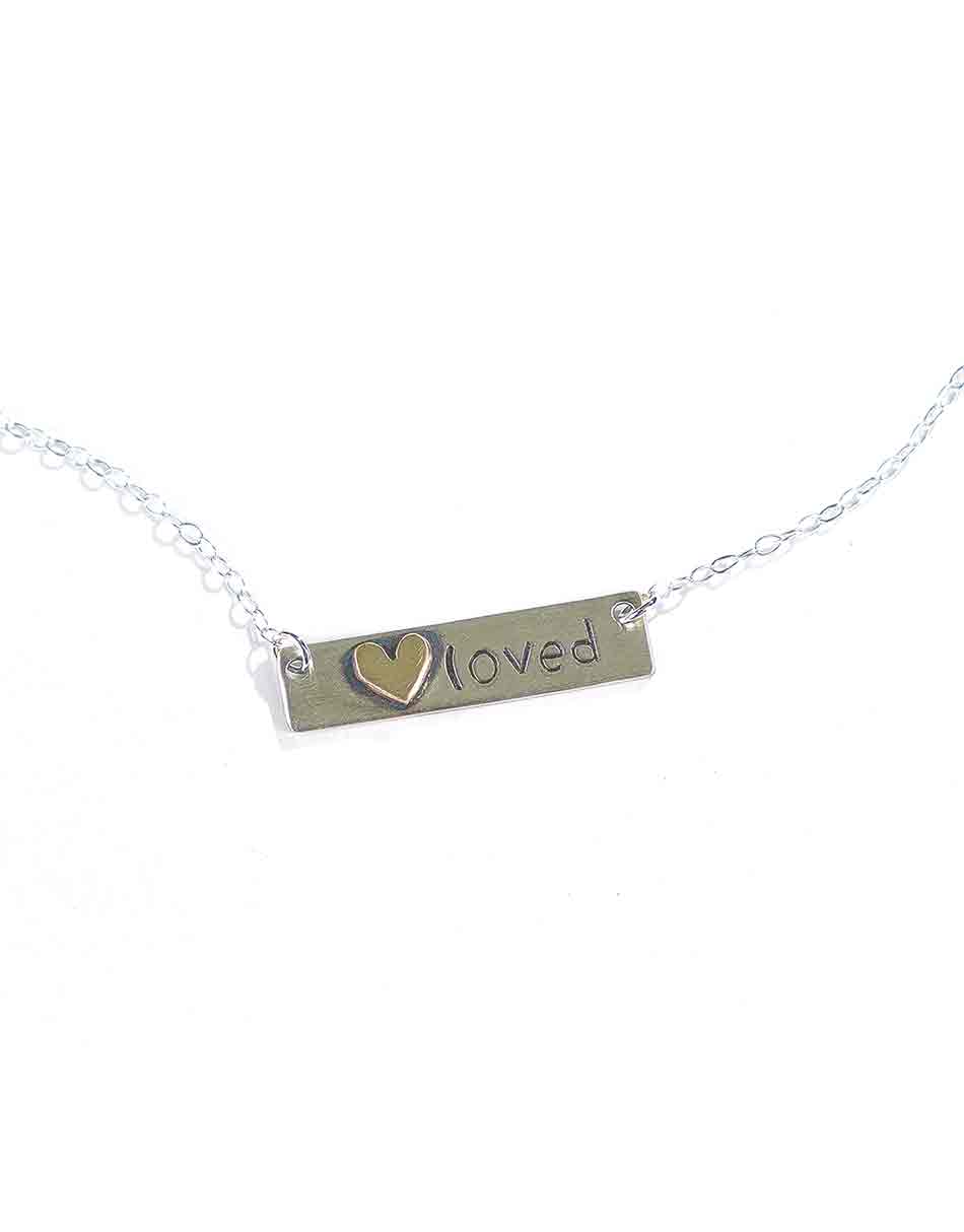 Best gift for your wife. Sterling silver rectangle with a sweet gold heart soldered on it and hung on a sterling silver dainty chain