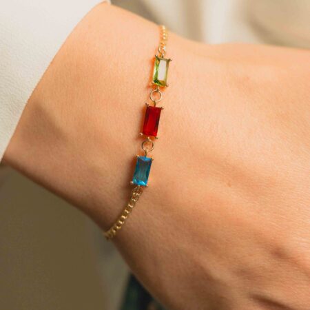 Family Birthstone Baguette Golden Bracelet