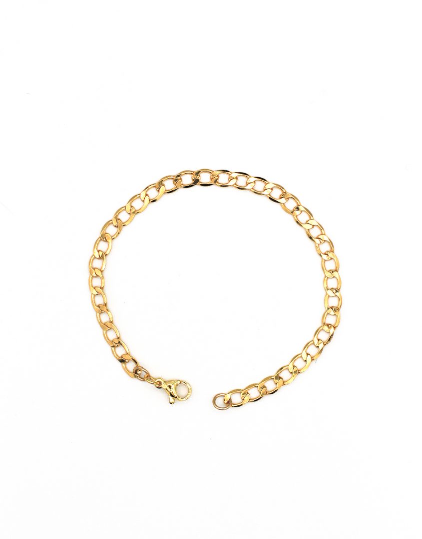 Gold Cuban Curb Chain Bracelet - The Vintage Pearl