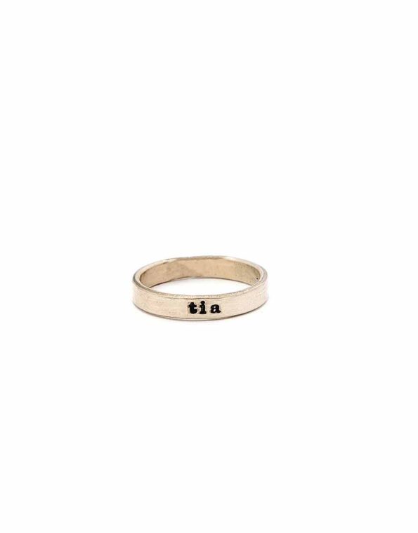 Name and Stone Stacking Ring Set – Gold