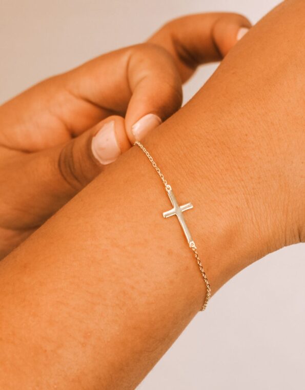 gold-sideways-cross-bracelet-model-3