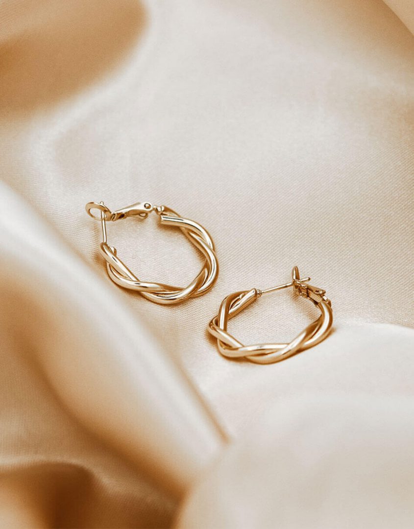 Gold Twist Hoops made with copper base and are 14K gold filled. Perfect earrings for besties, sisters, and sister in-laws