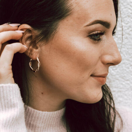 Gold Twist Hoops made with copper base and are 14K gold filled. Perfect earrings for besties, sisters, and sister in-laws