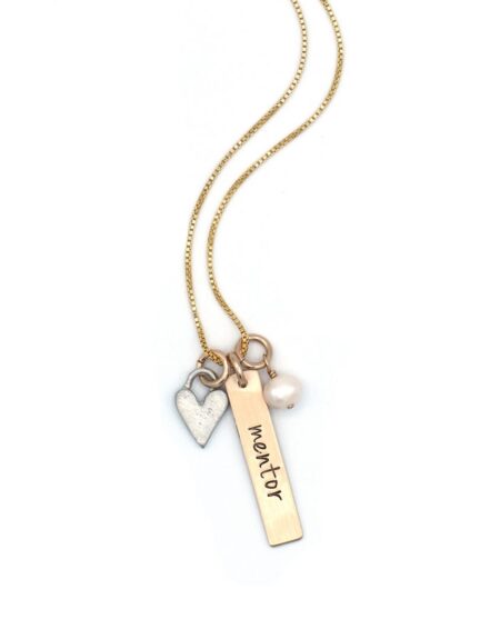 Golden Rectangle names with Love Necklace - The Vintage Pearl