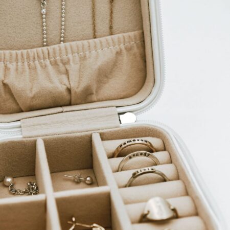 Beautiful travel jewelry case is the perfect travel additional for any trip you’ll take. Cream colored on outside and sweetest blush color inside