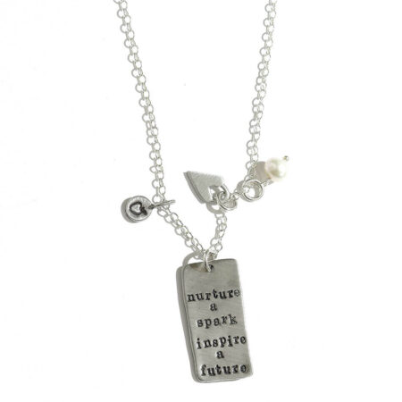 Hand stamped sterling silver charm along with an apple charm and a heart charm. Perfect gift for your favorite teacher