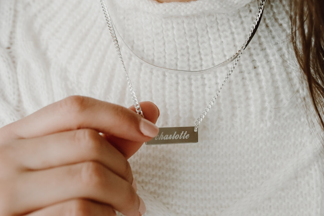 Sterling silver necklace engraved with name