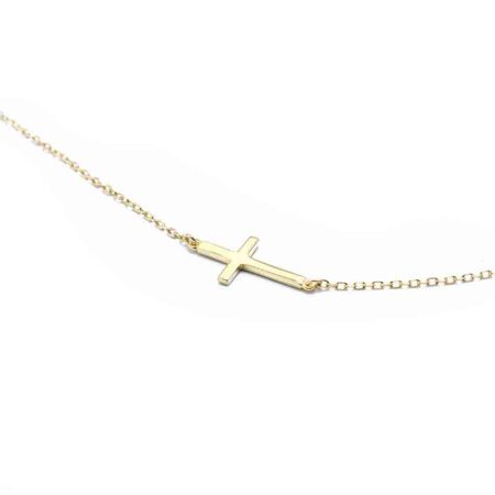 Best cross necklace for a mom or a grandma. Gold-plated sterling silver cross hung on a gold-plated chain