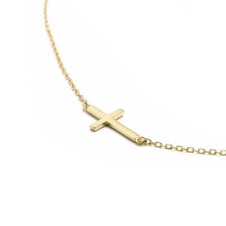 A gold-plated sterling silver cross hung on a gold-plated adjustable chain. Perfect necklace gift for a mom or a grandma
