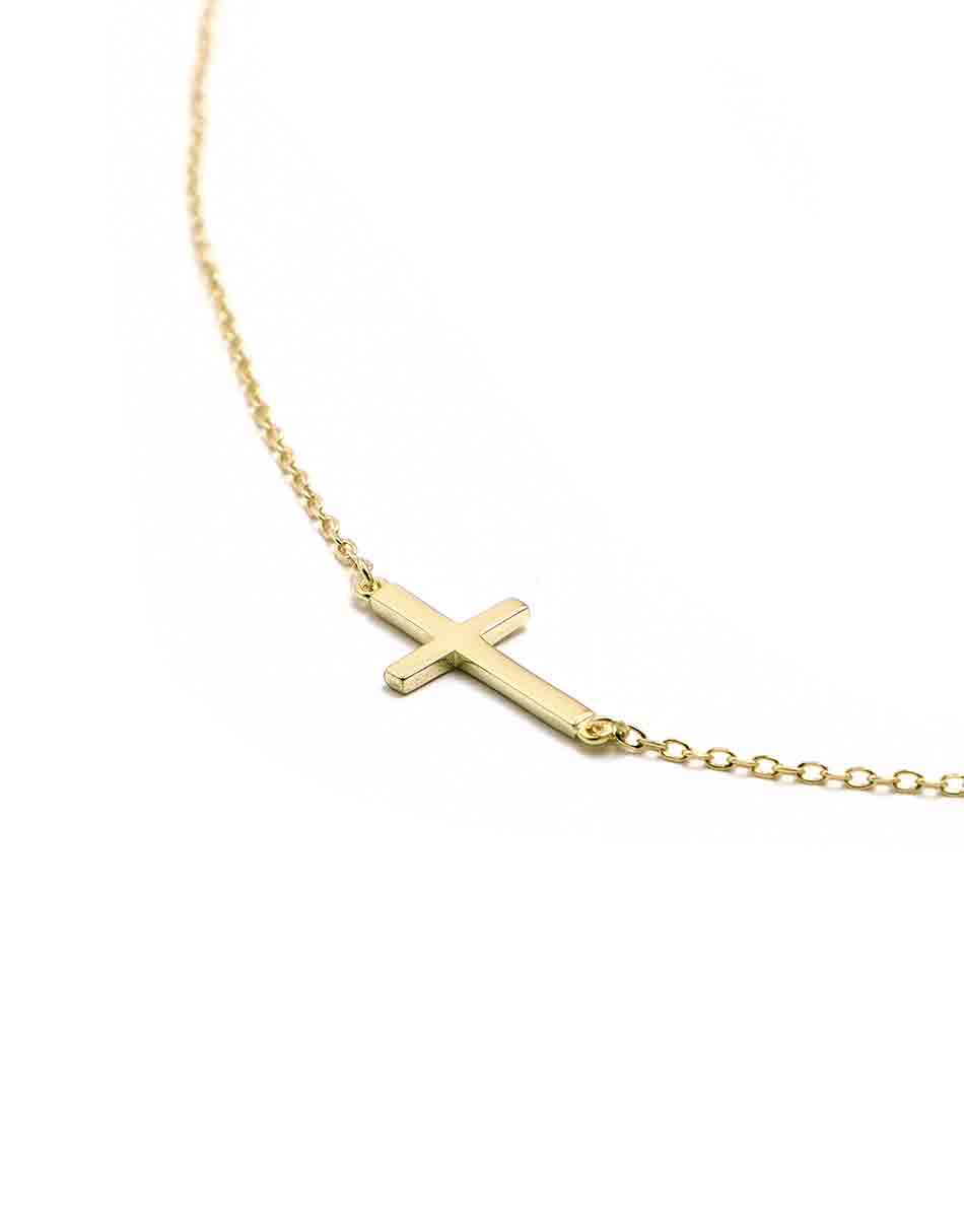 Protect This Woman Gold Plated Sterling Cross Necklace