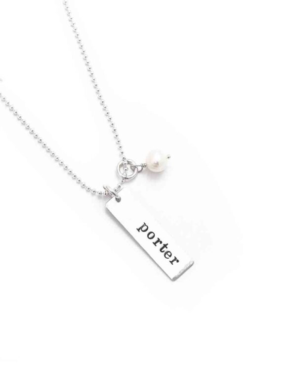 Rectangle Names On A Sterling Silver Chain