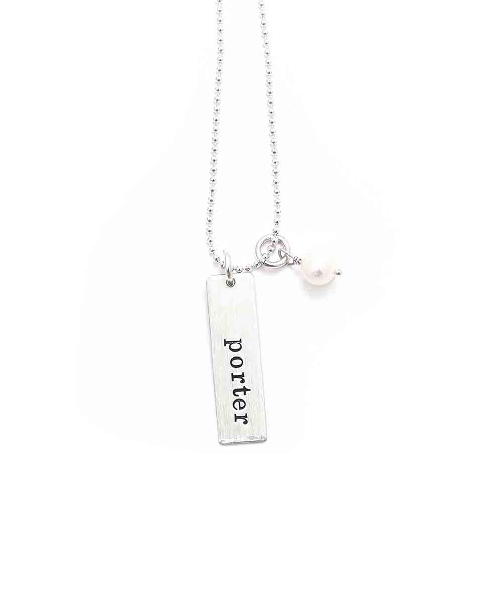 Rectangle Names On A Sterling Silver Chain