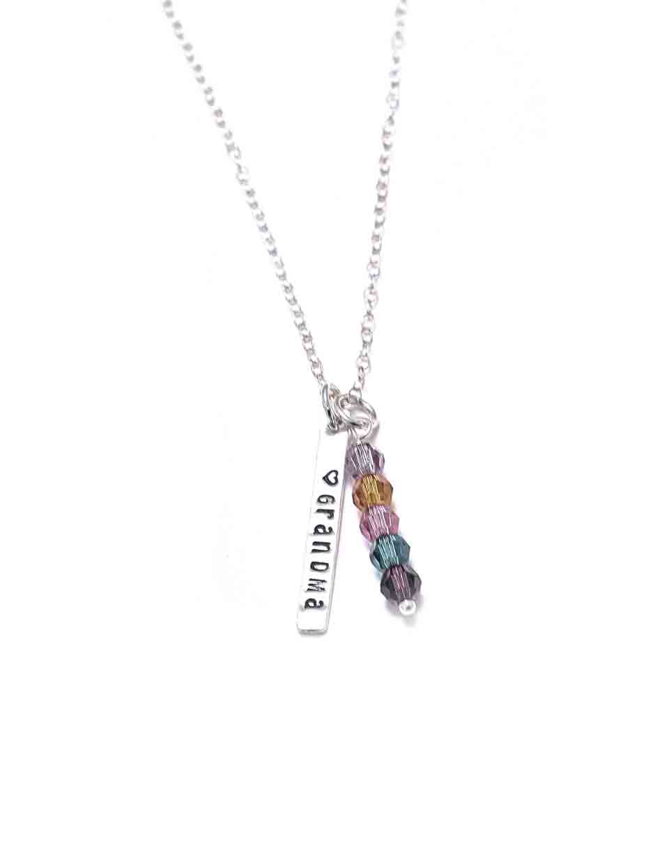 Family Birthstone Personalized Rectangle Necklace
