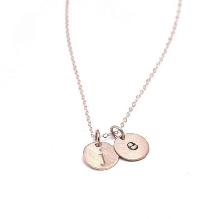 Beautiful dainty rose gold circles necklace with engraved initials. Perfect gift for a new mom, best friend