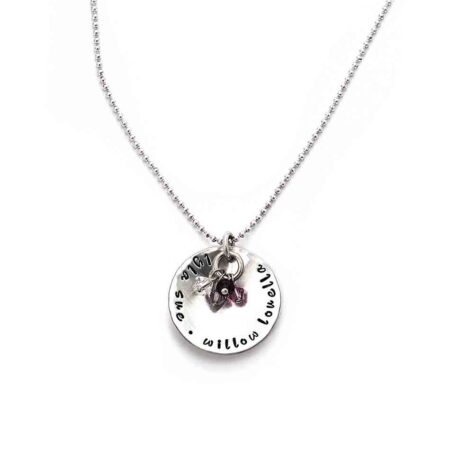 Wear your loved ones names and birthstones proudly with this silver and stone sterling silver necklace