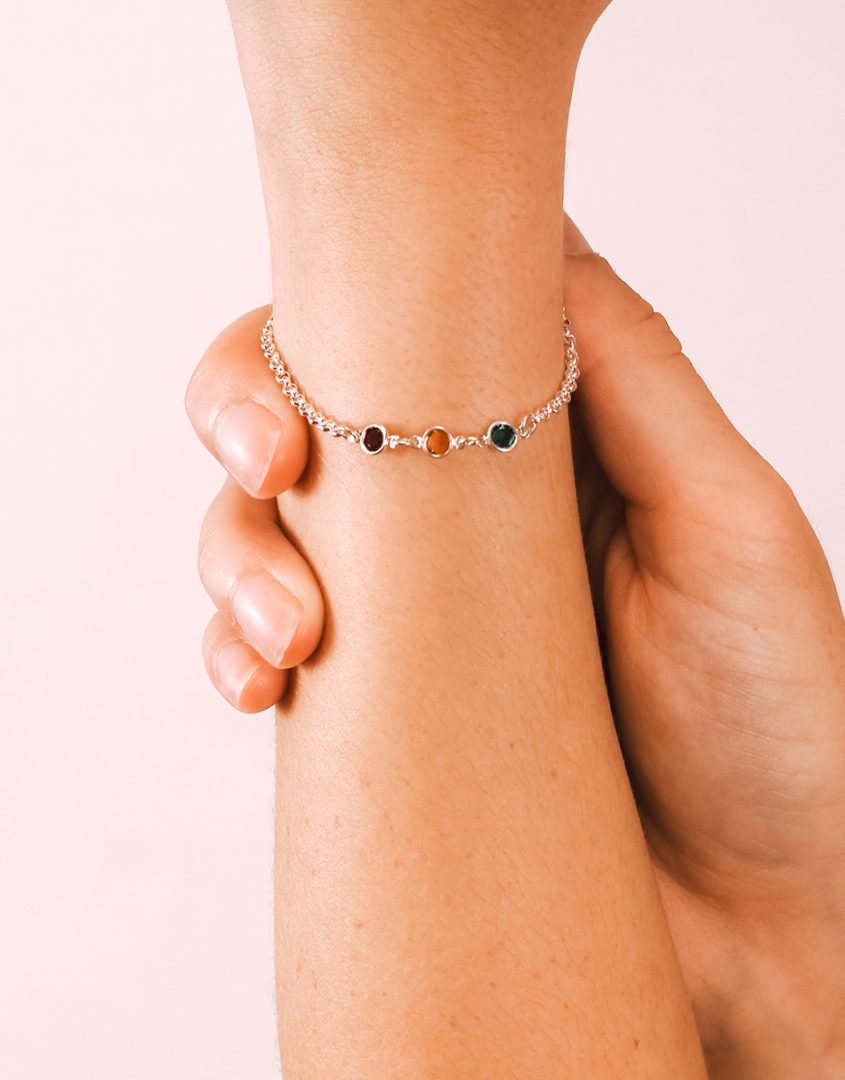silver-connected-birthstone-bracelet-model
