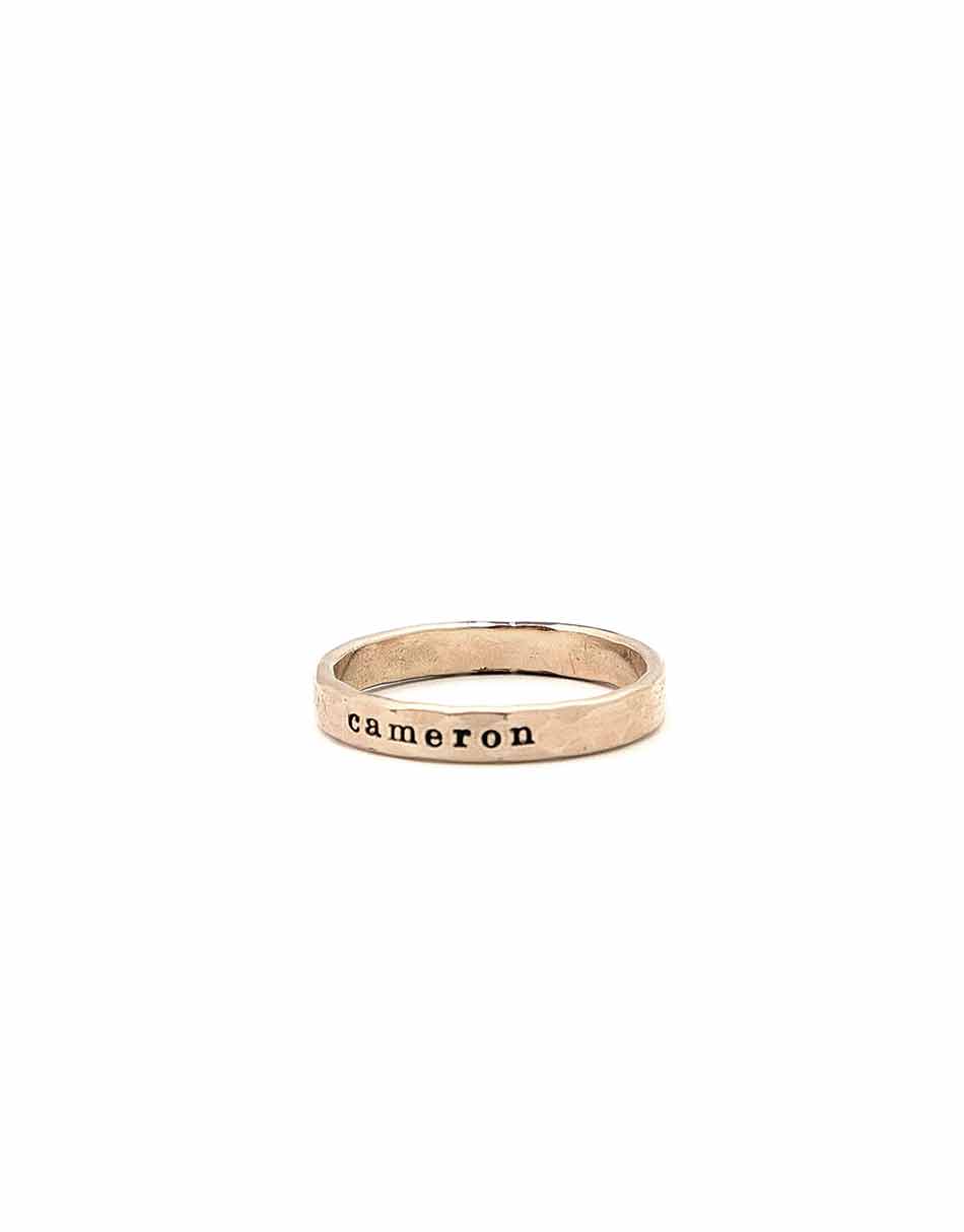 Gold Name Ring with Name hand stamped on it