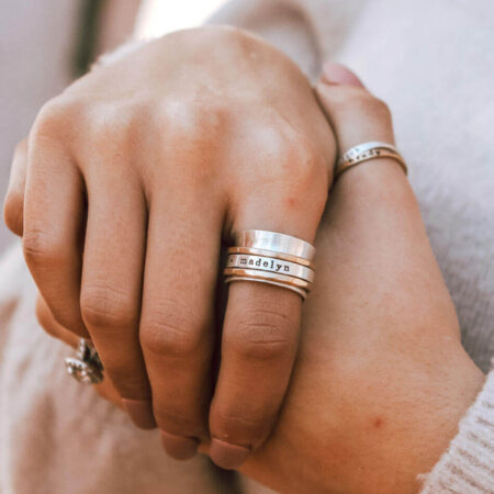 Spinner ring with names, messages for loved ones