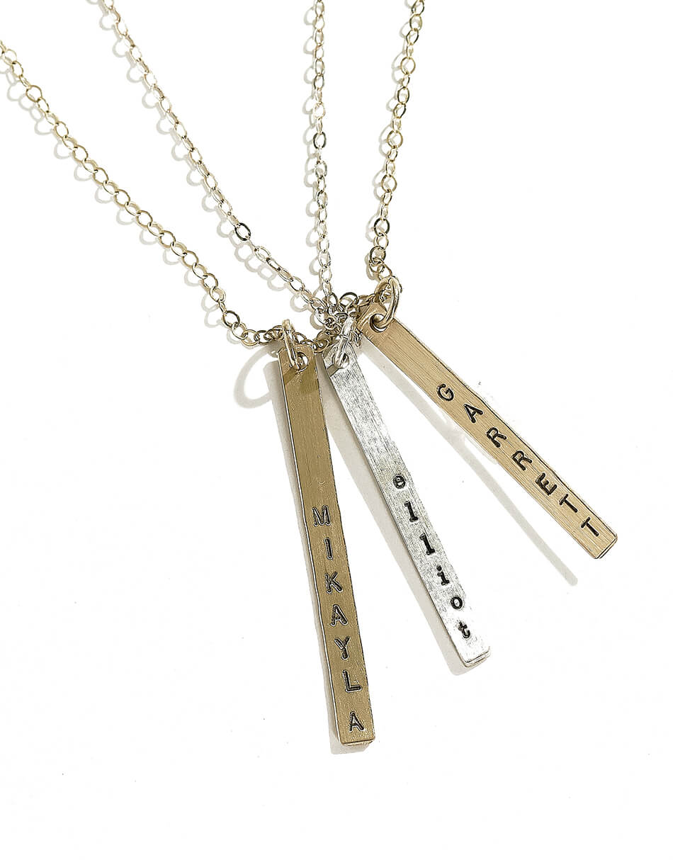 Skinny Rectangle Names Charm Necklace