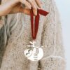 Speedy sloth ornament is made in fine pewter. Customize it with name, date or message. Perfect gift for kids, new moms.