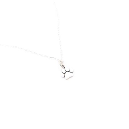 Paw charm is made in sterling silver and hung on a beautiful sterling silver dainty chain. Sweetest necklace gift for an animal lover.