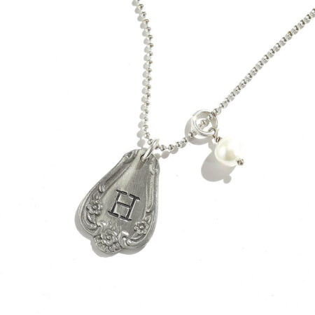 A beautiful charm necklace with hand stamped initial. Perfect personalized jewelry gift for wife, sister, daughter