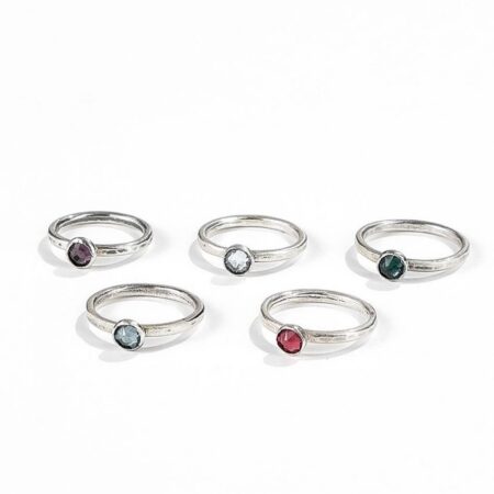 Stackable Birthstone Rings made with sterling silver