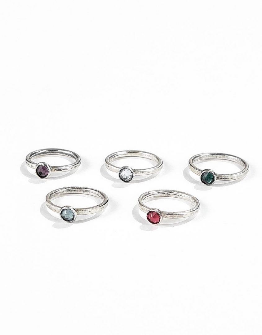 Stacking Birthstone Sterling Rings - The Vintage Pearl
