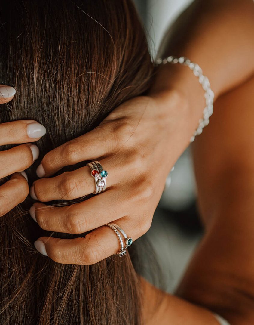 FINAL SALE - November Honey Beaded Ring, Sterling silver