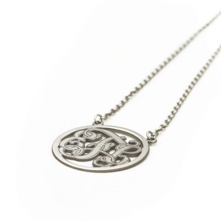 Sterling silver legacy monogram necklace with initials. Best gift for mom, grandma, or besties