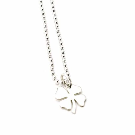 Dainty sterling silver shamrock charm hung on a sterling silver ball chain. Perfect jewelry gift for a person who is lucky for you.