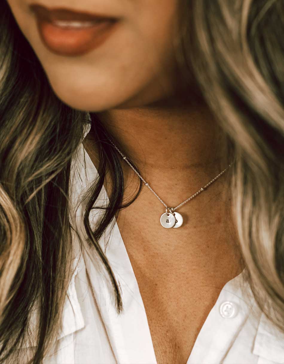 Sterling Silver Satellite Charm Initial Necklace