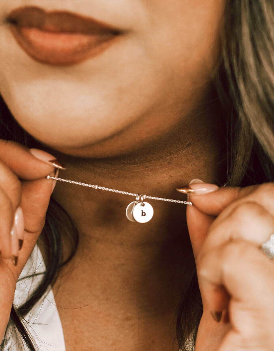 Sterling Silver Satellite Charm Initial Necklace