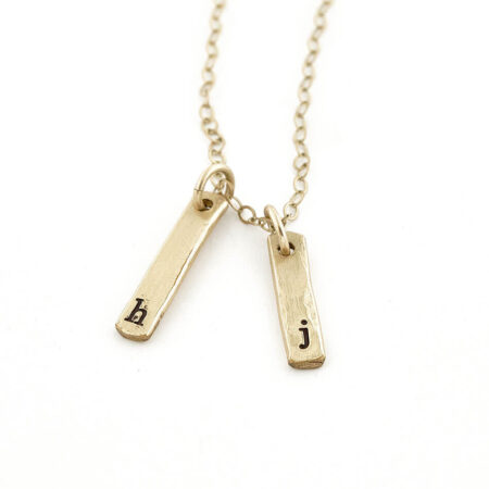 Sterling silver or gold-filled rectangle necklace with initial hand stamped. Personalized necklace for a mom
